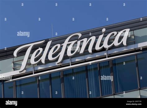 Telefonica, logo at the Germany headquarters, telecommunications ...