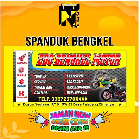 Jual Spanduk Banner Backdrop Bengkel Motor Terbaru Ukuran 2x1 Bisa