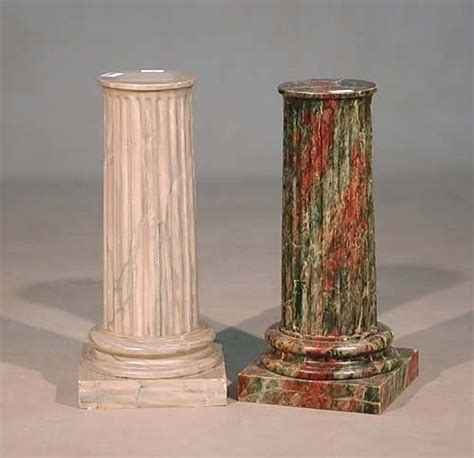 Pair Faux Marble Plaster Pedestals 20th Century