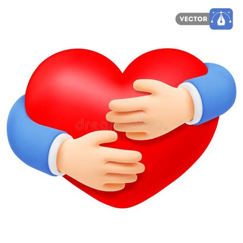 3d Hands Hug Red Heart Stock Vector Illustration Of Heart 303149355