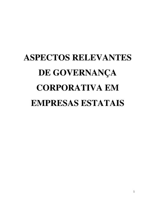 Doc Aspectos Relevantes De Governança Corporativa Em Empresas