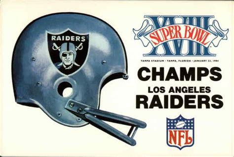 Los Angeles Raiders Super Bowl XVIII Champs Commemorative card for the ...