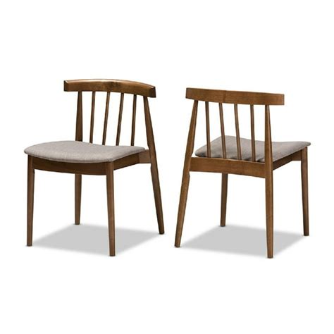 Baxton Studio Wyatt Mid Century Modern Walnut Wood Dining Chair Set Of