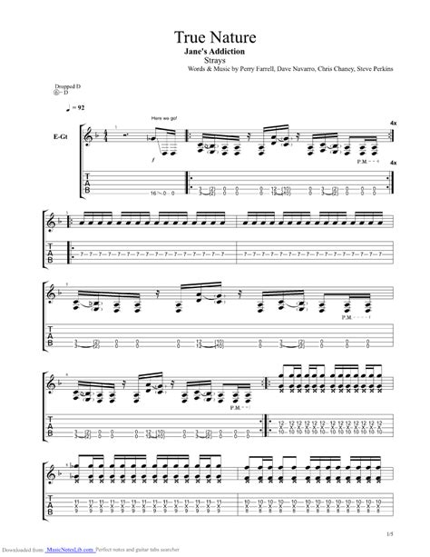 True Nature Guitar Pro Tab By Janes Addiction Musicnoteslib