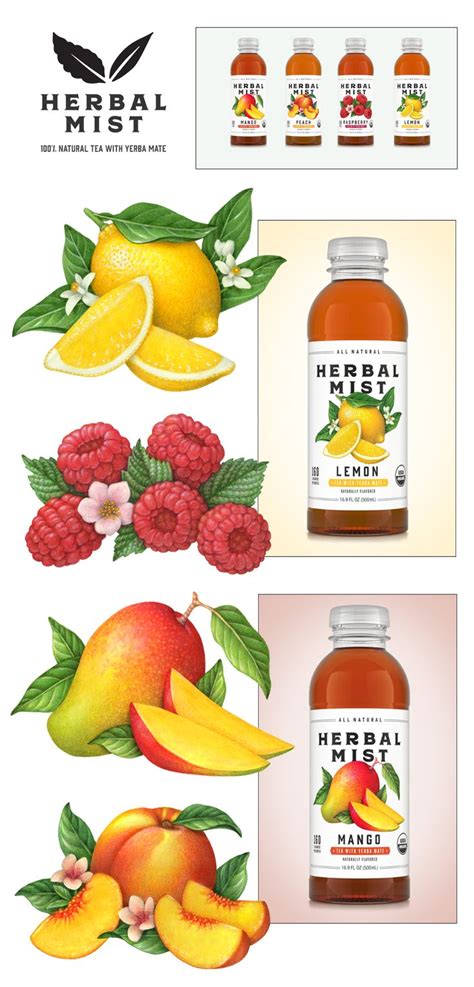 Illustrations For Redesigned Herbal Mist Tea Packaging On Behance