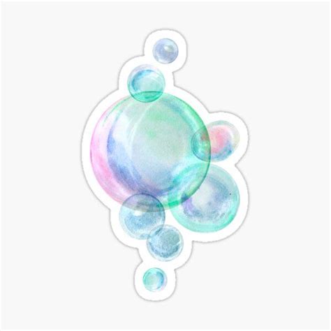 Watercolor Bubbles Sticker On White Background