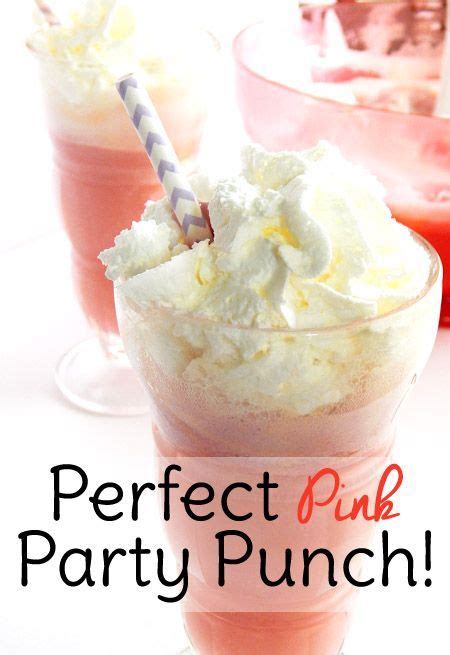 Two Drinks With Whipped Cream On Top And The Words Perfect Pink Party Punch