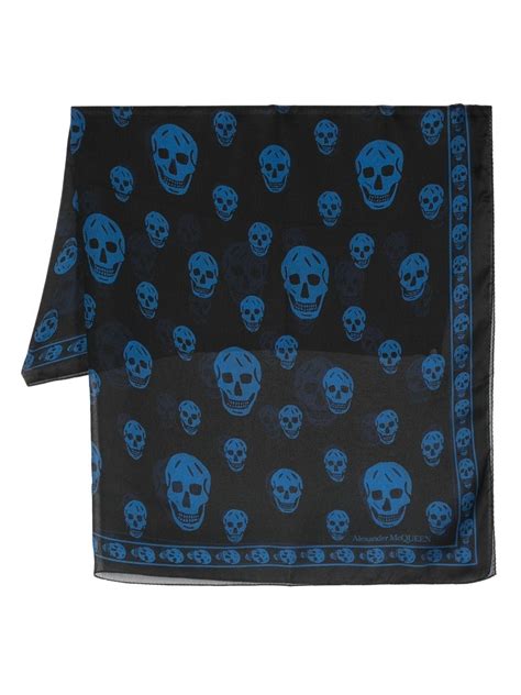 Alexander McQueen Skull Print Silk Scarf REVERSIBLE