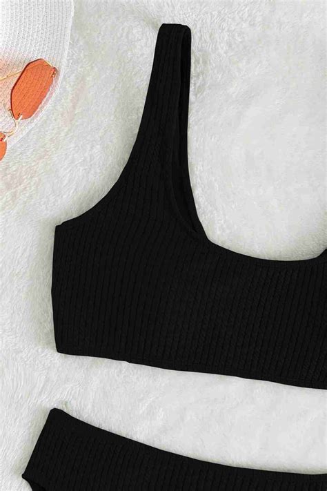 Angelsin Zel Fitilli Kuma Tankini Bikini St Siyah