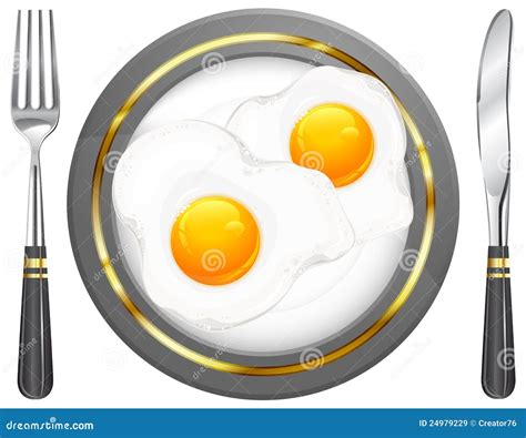 Fried Eggs On Plate Stock Vector Illustration Of Breakfast 24979229