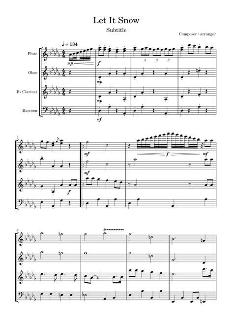 Let It Snow Jule Styne Let It Snow Sheet Music For Flute Oboe Bassoon Clarinet Other