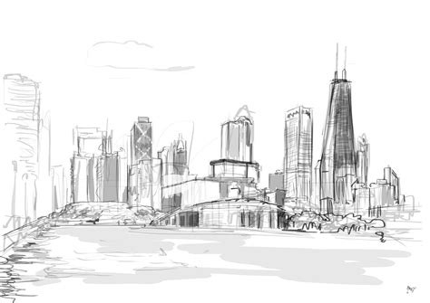 Chicago Skyline Outline Drawing at PaintingValley.com | Explore ...