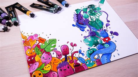 Drawing Doodles With Acrylic Colour Arteza Youtube