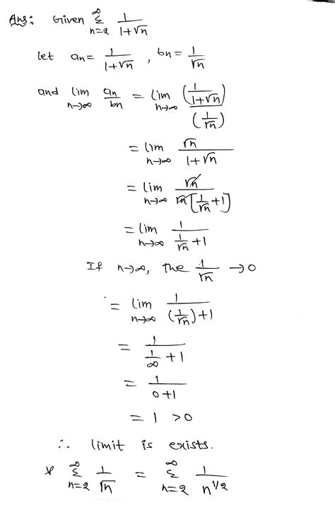 [solved] Sigma 2 Infinity 1 1 Sqrt N Determine Whether The Series Course Hero