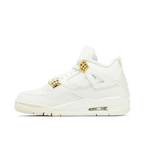 Air Jordan 4 Retro Sail Metallic Gold Womens Aq9129 170 Laced