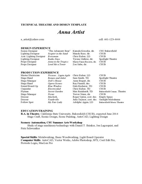 Acting Resume Example Free Download