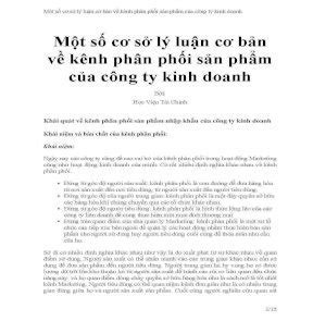 Một số cơ sở lý luận cơ bản về kênh phân phối sản phẩm của công ty kinh