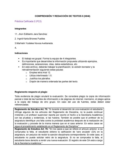 Document 17 Practica Calificada ComprensiÓn Y RedacciÓn De Textos