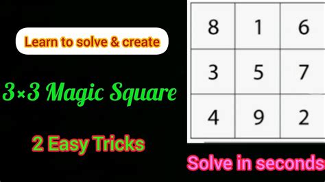 🌹magic Square 3×3 3 By 3 Magic Square Solver Two Easiest Way To