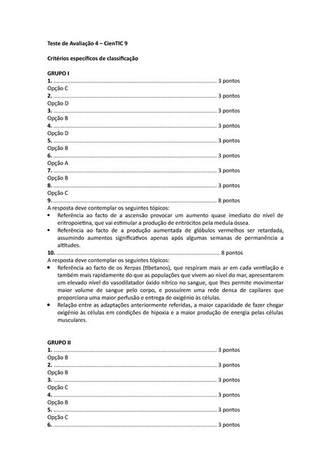 Cien TIC 9 Teste 4 CC Ficha Ciencias9 Teste de Avaliação 4