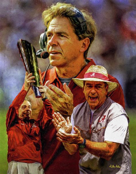 Nick Saban Alabama Crimson Tide Head Coach NCAA College Football Art Painting by Arthur Milligan ...