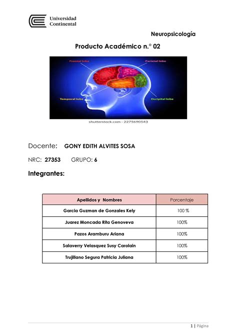 Pa Neuropsicolog A Grupo Producto Acad Mico N Docente Gony