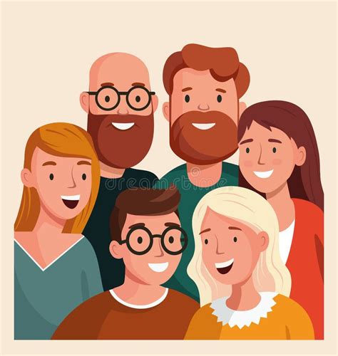 Group of Six Happy Talking Friends. Diverse People Group Portrait Stock ...