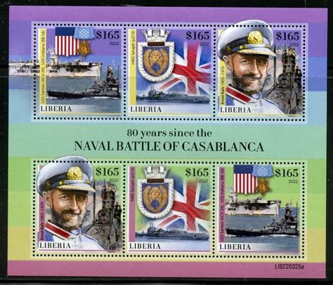 Liberia Th Ann Of The Battle Of Casablanca Sheet Mint Nh