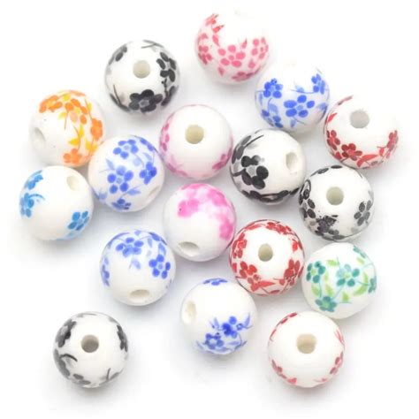 Round Small Floral Ceramic Beads Bracelet String Beads Beads Temu