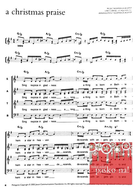 JesCom Philippines | A CHRISTMAS PRAISE – Music Sheet