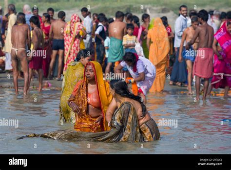 Women Bathing At The Confluence Of The Rivers Ganges And Gandak Sonepur Mela Sonepur Bihar