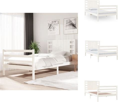 Vidaxl Houten Bedframe Massief Grenenhout X Cm Wit Bed Bol