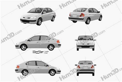 Toyota Prius (JP) 2000 Blueprint Template - 3DModels.org