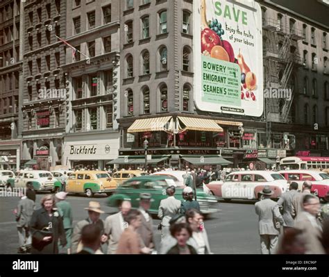 1950s Traffic And Pedestrians Intersection Fifth Avenue 42nd Street