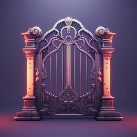 3d Gate Icon Entrance And Security Logo Illustration Premium Ai