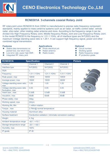 Ecn S F Rpm Slip Ring With Fiber Optic Channel Ceno