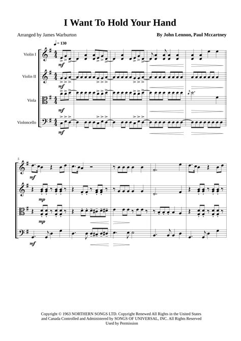 I Want To Hold Your Hand Arr James Warburton Sheet Music The