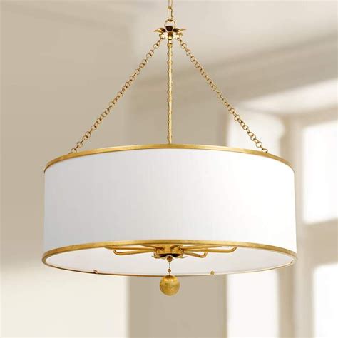 Crystorama Broche Wide Antique Gold Drum Chandelier Y