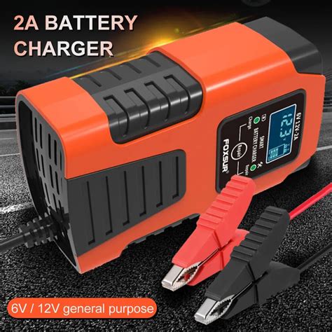 Foxsur Automatic Car Battery Charger 6V 12V 2Amp With LCD Display