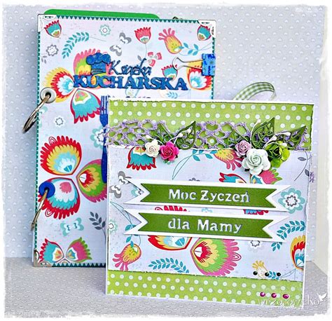 HandMade scrapbooking albumy prezent dla mamy folk matki przepiśnik