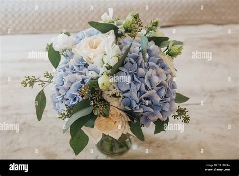 Bouquet Blue Hydrangea In Vase Hi Res Stock Photography And Images Alamy