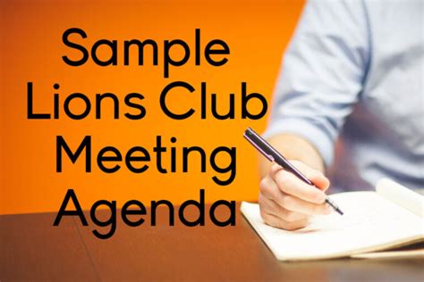 Sample Lions Club Meeting Agenda Moneyminder