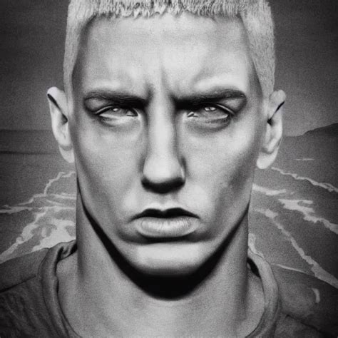 Giant Eminem Head Hovering Over The Ocean Highly Stable Diffusion