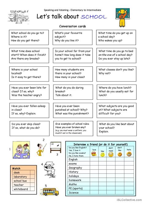 Let S Talk About School English Esl Worksheets Pdf Doc