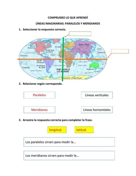 Ejercicio Interactivo De Meridianos Y Paralelos Enseñanza De La