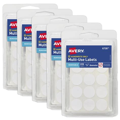 Avery Multi Use Removable Labels Inch Round Stickers White Non