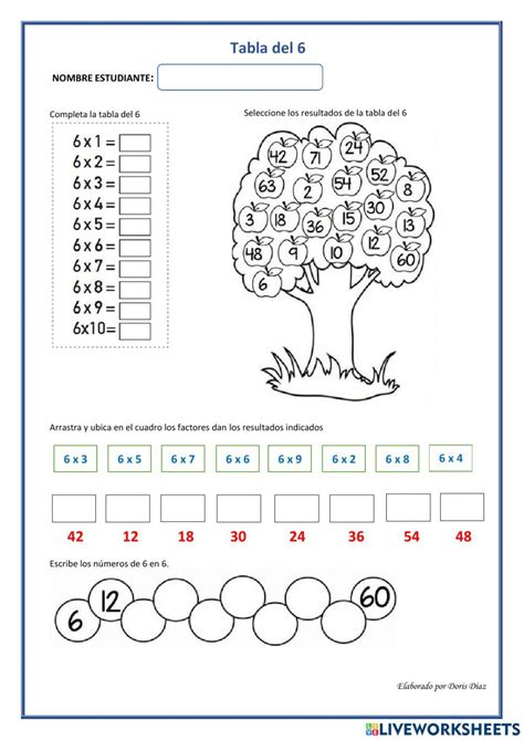 Tabla Del 6 3148 Ricardoa Live Worksheets