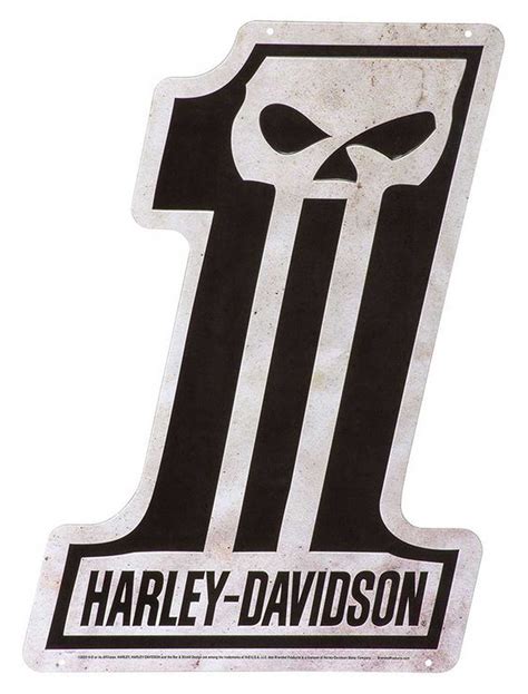 Harley-Davidson® Embossed Tin Sign, Shaped #1 Skull Logo, 12.75 x 18