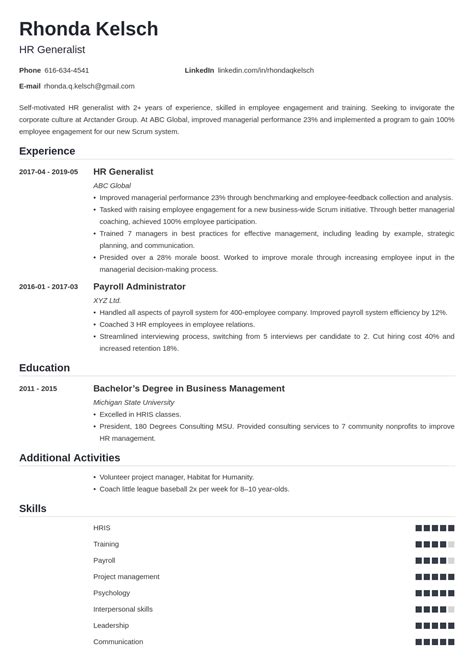 Hr Generalist Resume Examples Guide And Templates 2025