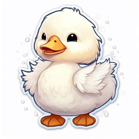 Premium Photo Cartoon White Duck With Bubbles On Its Head Generative Ai